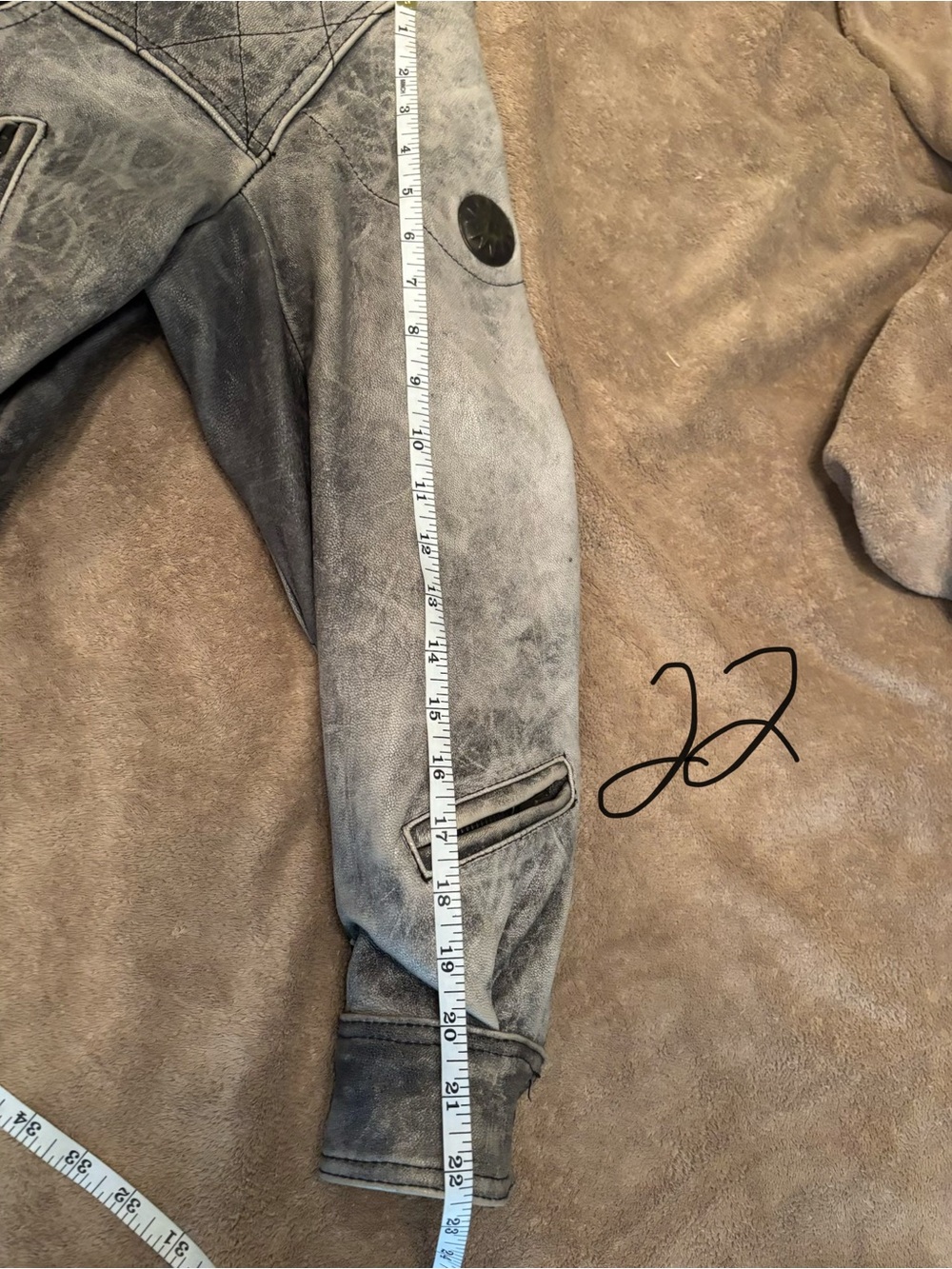 Vintage 90’s Schuh Distressed Gray Leather Motorcycle Jacket Size XS - Picture 15 of 16